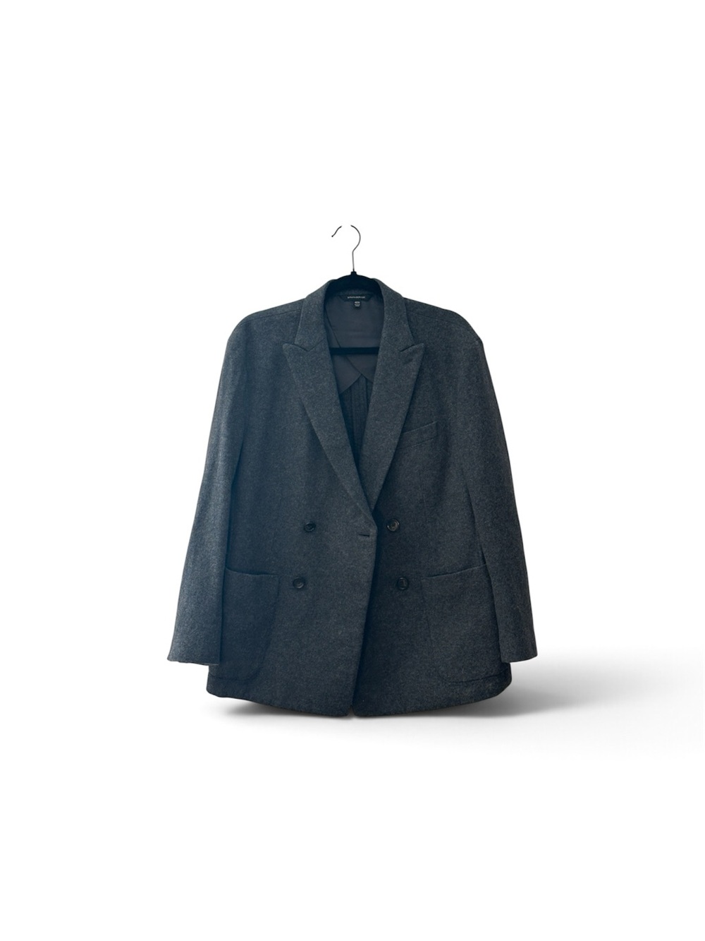 Banana Republic Women's Dark Gray Double-Breasted Wool Blend Blazer Coat